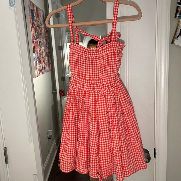 ASOS DESIGN strappy mini skater sundress in red textured gingham - Picture 3 of 4